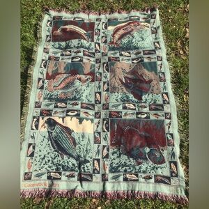 Goodwin Weavers Fishing Lures Tapestry Throw Blanket Fish Fisherman 49”x70”